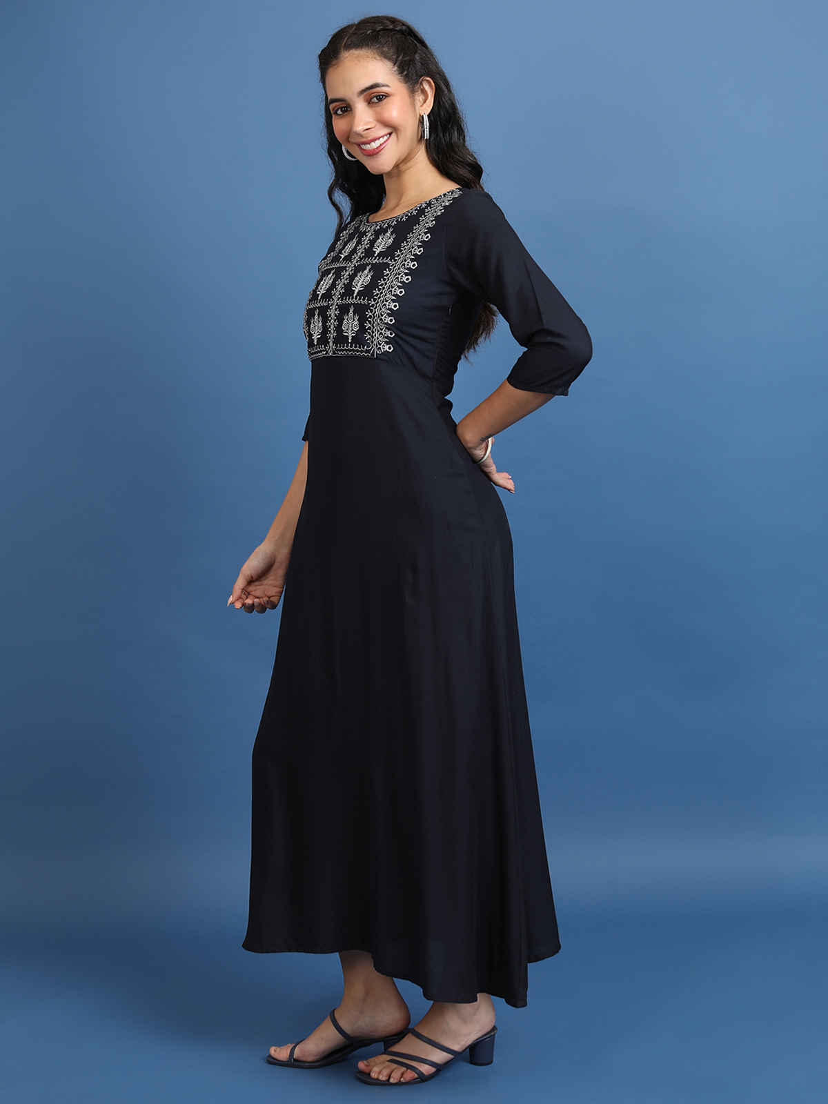 Vishdhd Vishudh Women's Ethnic Motifs Embroidered A-Line Ethnic Dress - Buy at ...