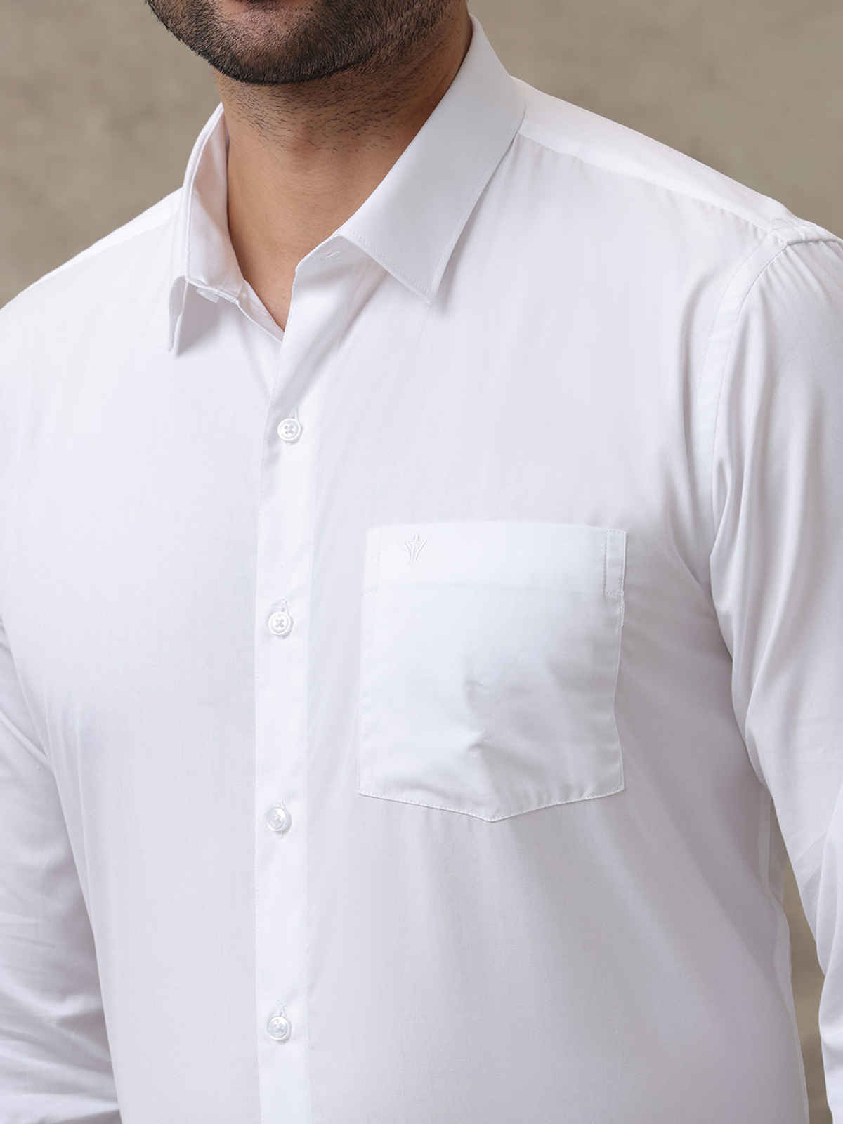Ramraj Cotton Men's 100% Cotton Full Sleeve Shirt | White - 38