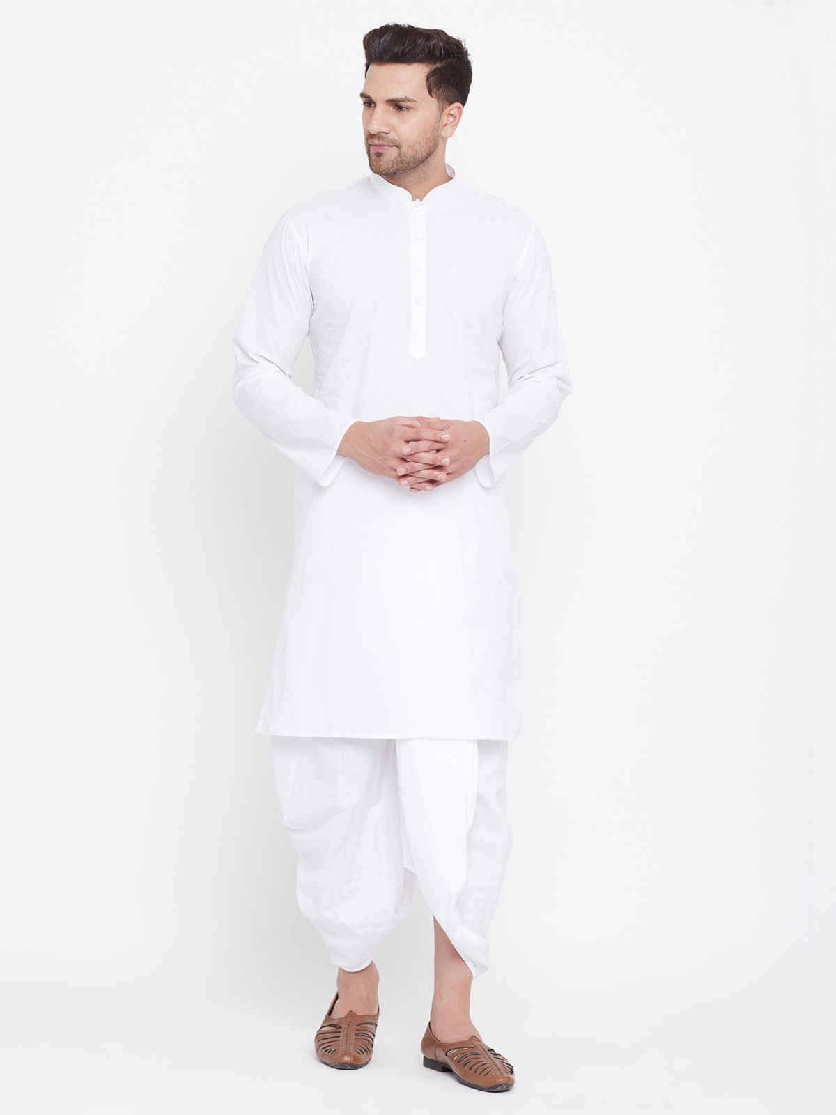 Vastramay Men's Cotton Traditional Kurta for Independence Day | White | XL