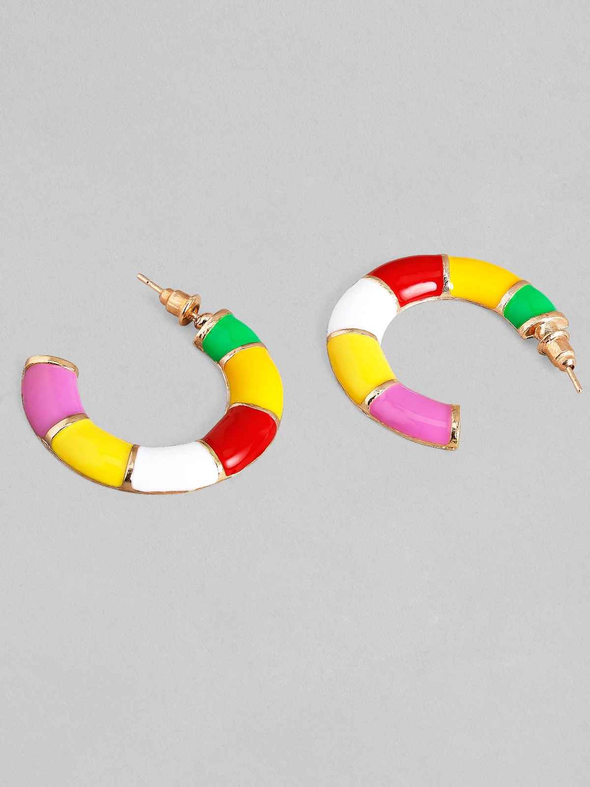 Rubans Gold-Toned Contemporary Half-Hoop Earrings