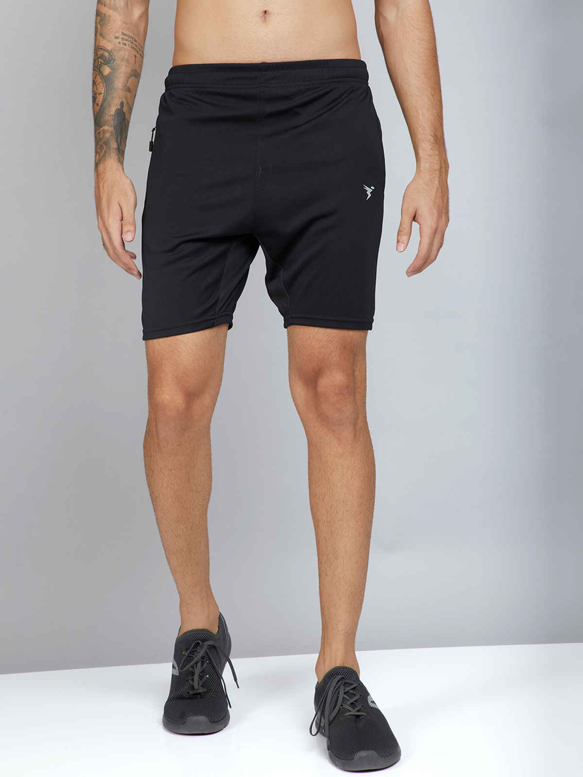 Technosport Men's Solid Slim Fit Sports Shorts with TECHNO DRY| Black - M