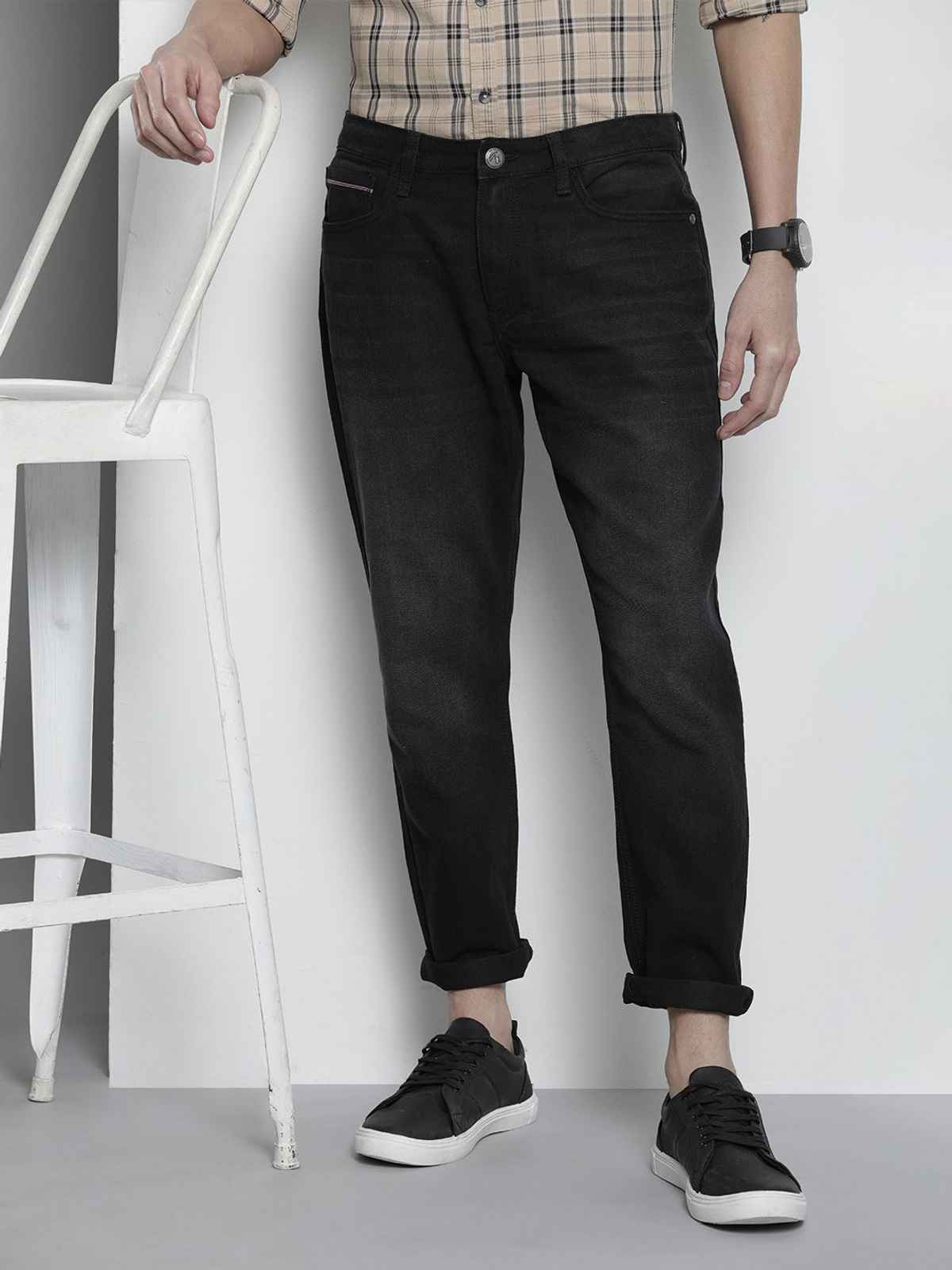The Indian Garage Co Men's G-131 Dad Fit Solid Casual Jeans | Black | 34