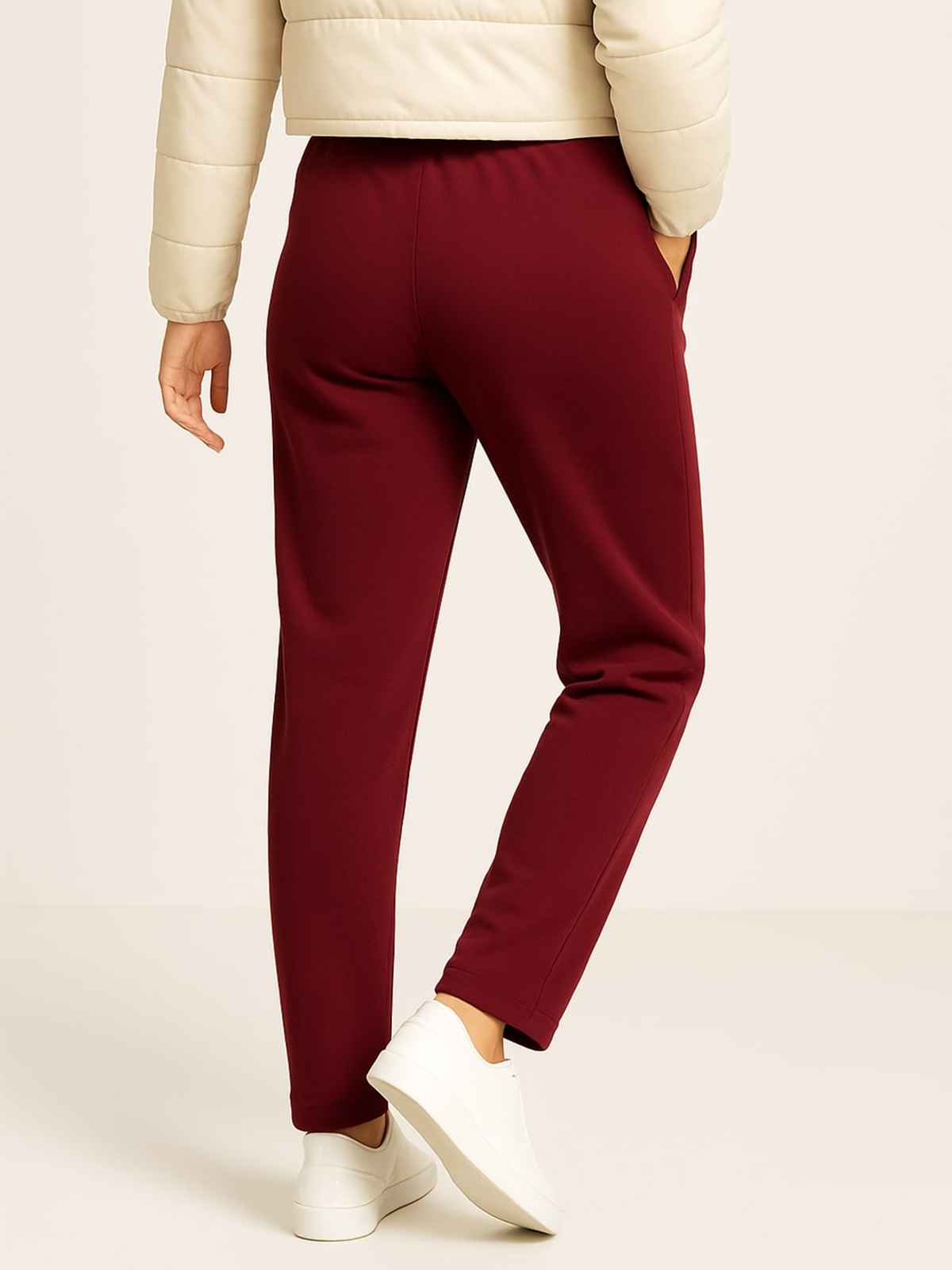 Blinkin Women's Fleece Trackpants | Warm Winter Joggers with Pockets | Maroon - M