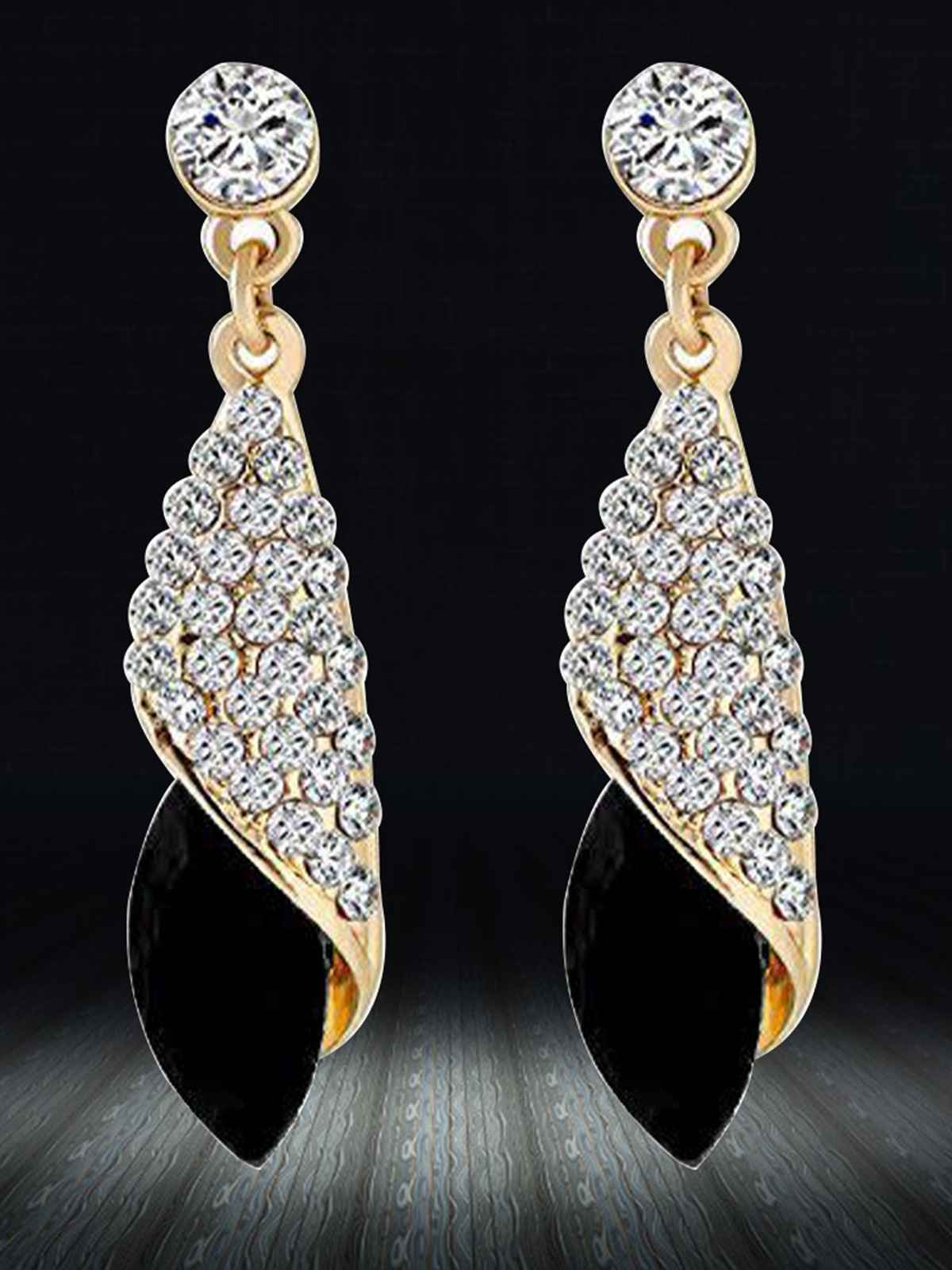 Youbella Jewellery Crystal Drop Earrings For Girls And Women (Golden Black)(Ybear - 32066)