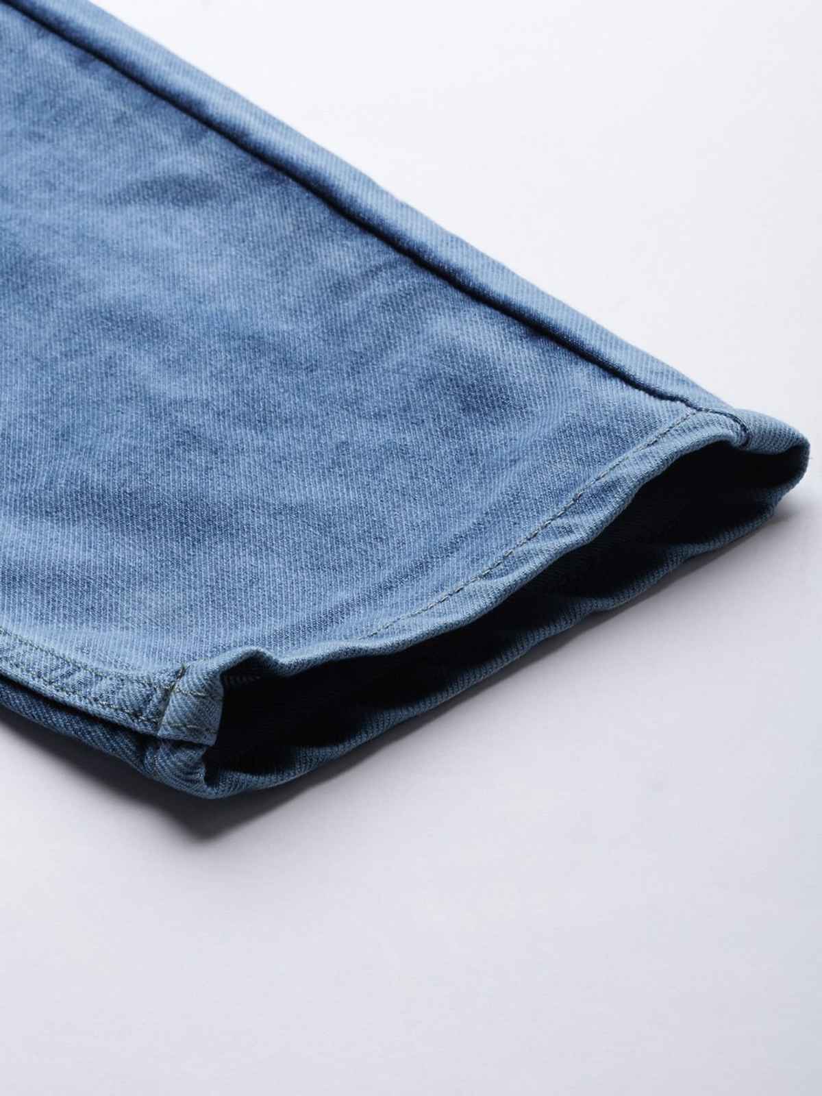 The Indian Garage Co Men's G-131 Dad Fit Solid Casual Jeans | Light Blue | 32