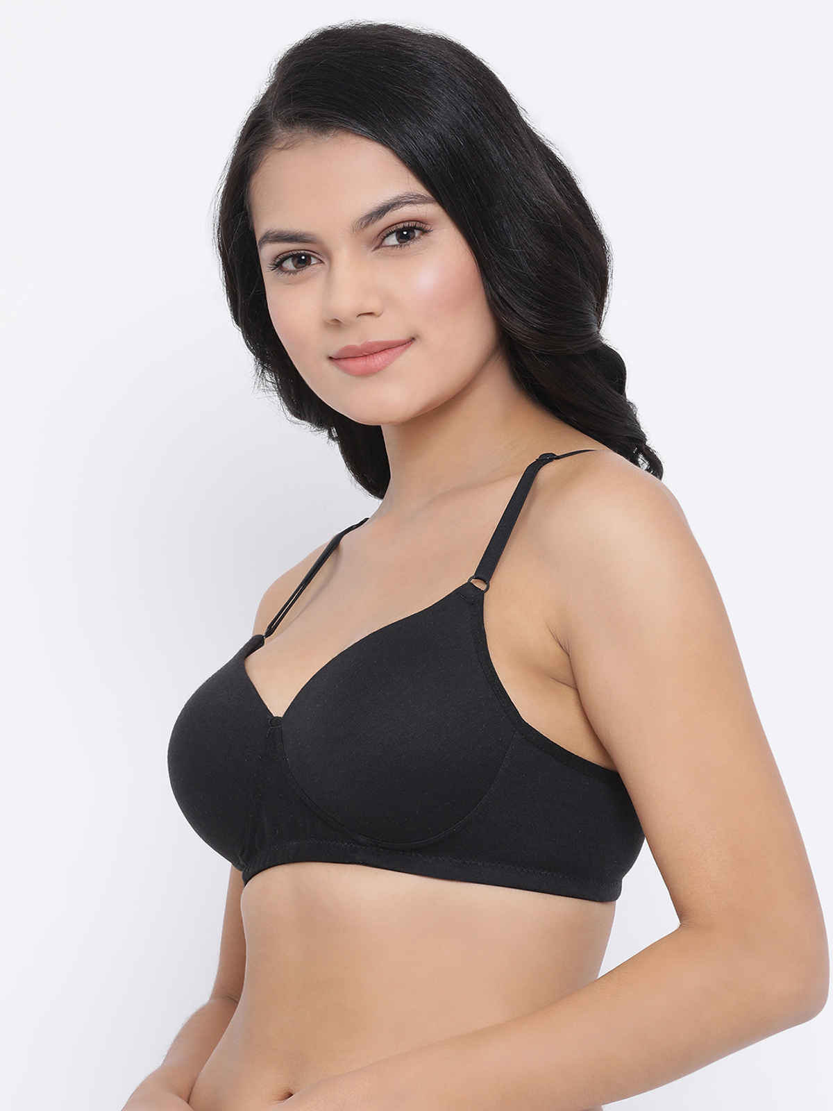 Clovia Women's Padded Non-Wired Full Coverage T-Shirt Bra | Black - 36 B