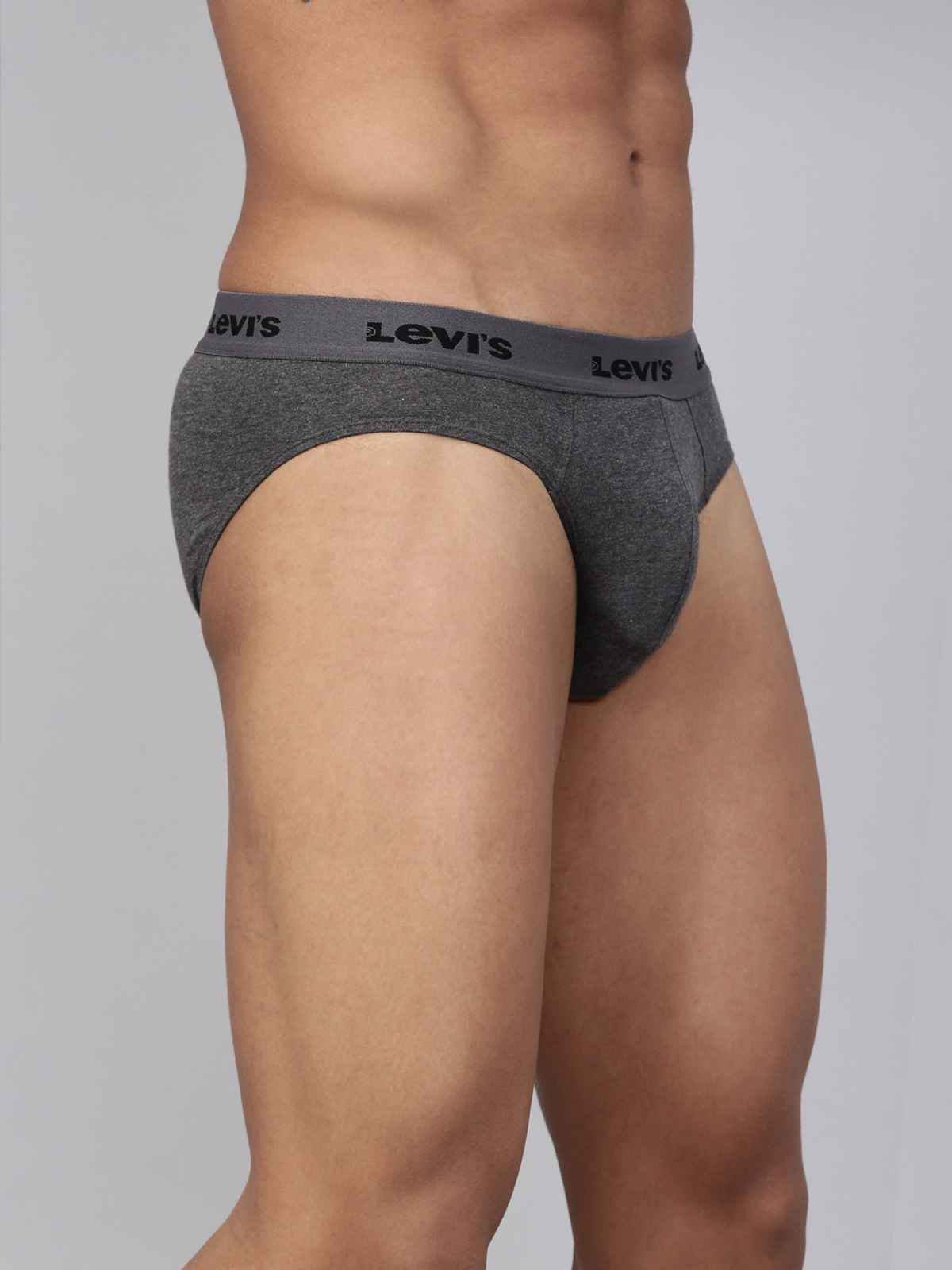 Levi's 009 Men's Neo Brief | Contoured Double Pouch | Pack of 2 | D. Grey Mel,D. Grey Mel | S
