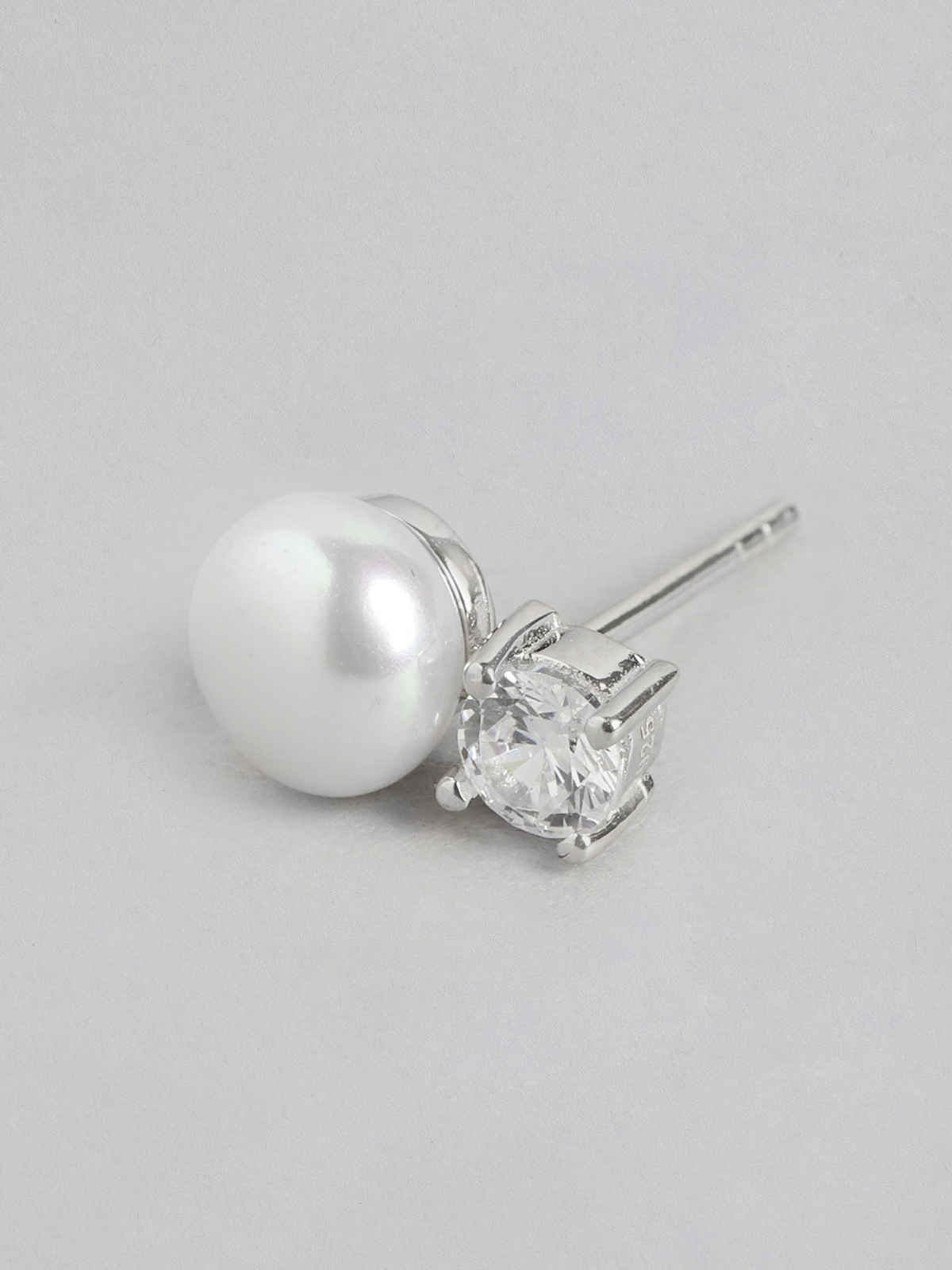 Zavya Radiant Pearl Drop Rhodium Plated Sterling Silver Earrings | Gift Set