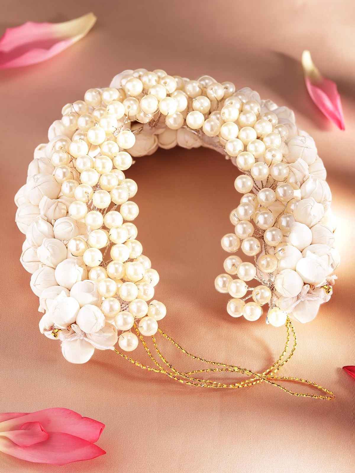 Rubans Women White Beaded Hair Pin