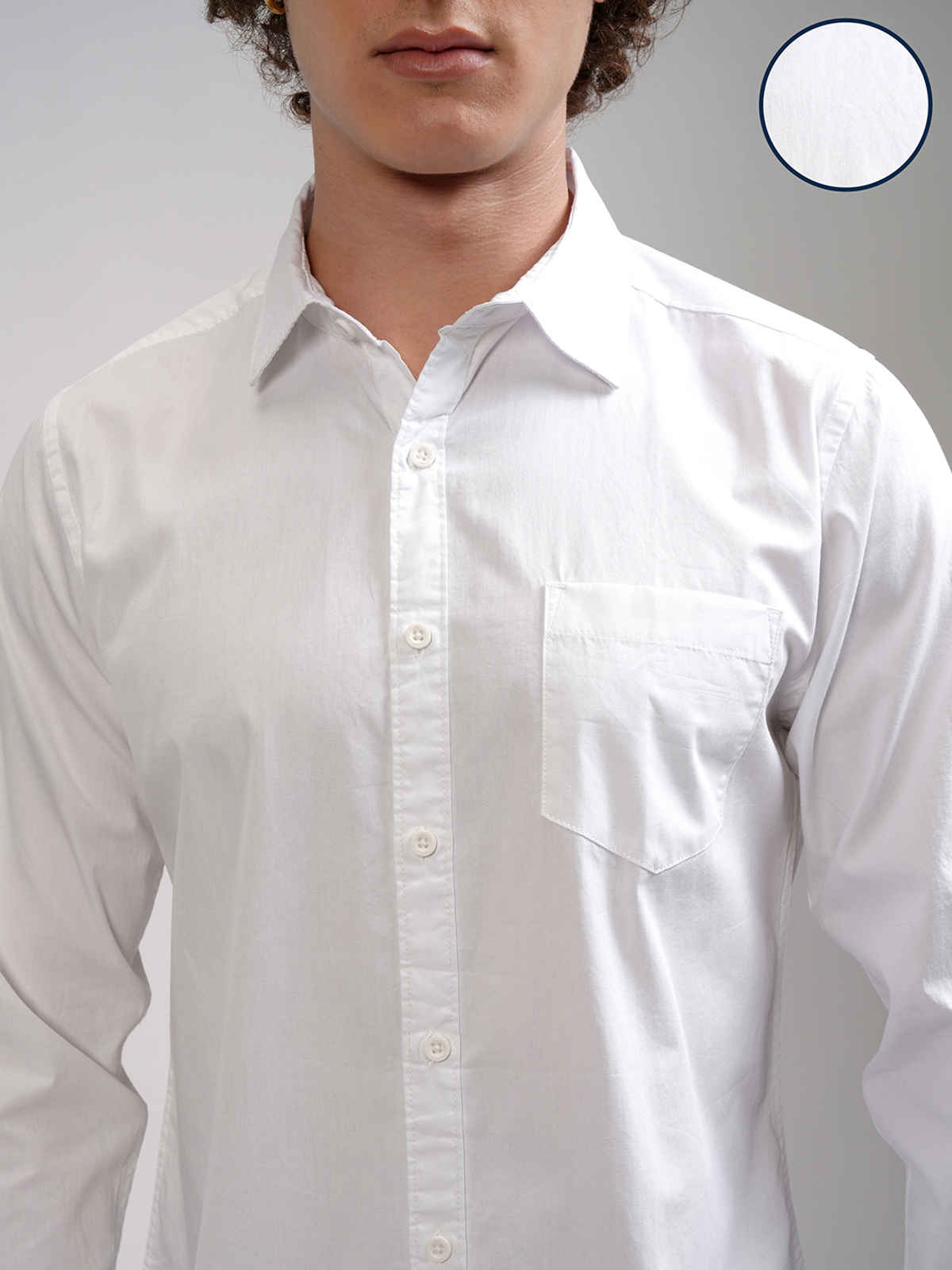 HIGHLANDER Men's Slim Fit Casual Shirt | White | M