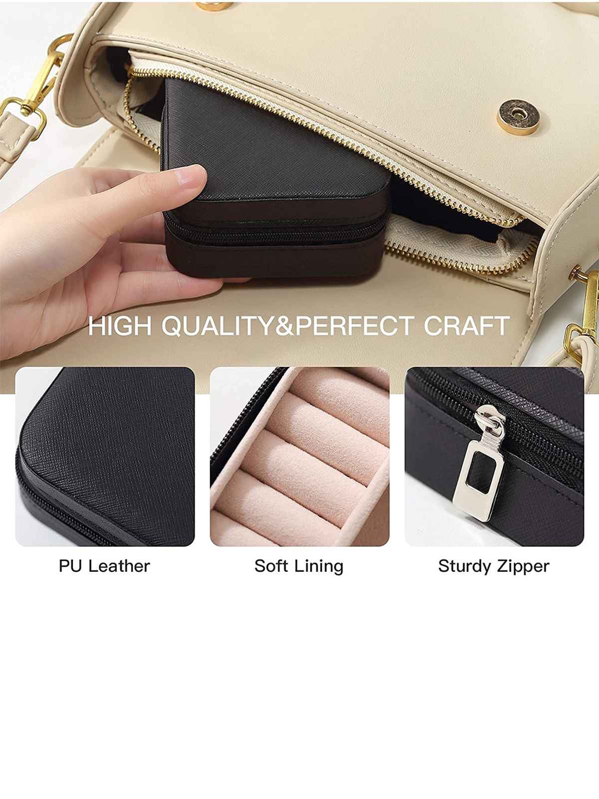 Youbella Jewellery Organiser Pu Leather Zipper Portable Storage Box Case(Jewellery - Box - 9)