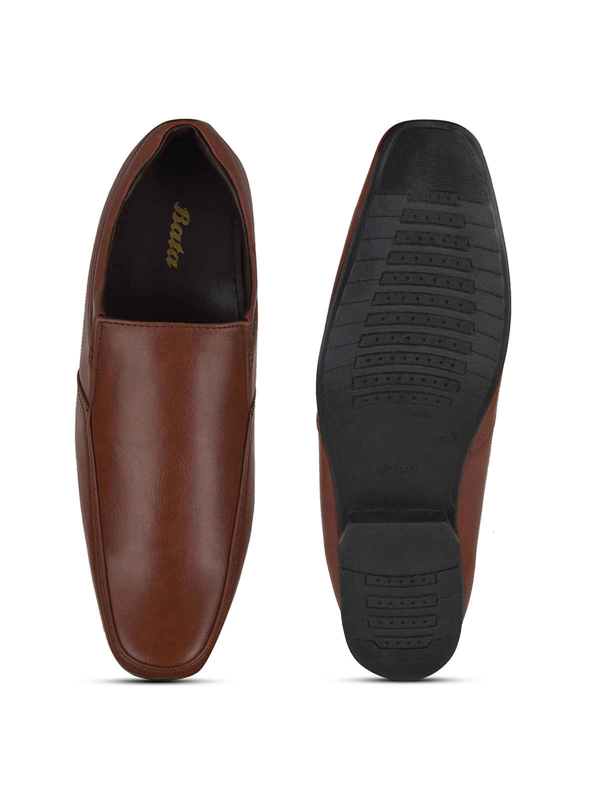 Bata Men's Slip-On Formal Shoes | Tan - UK 8