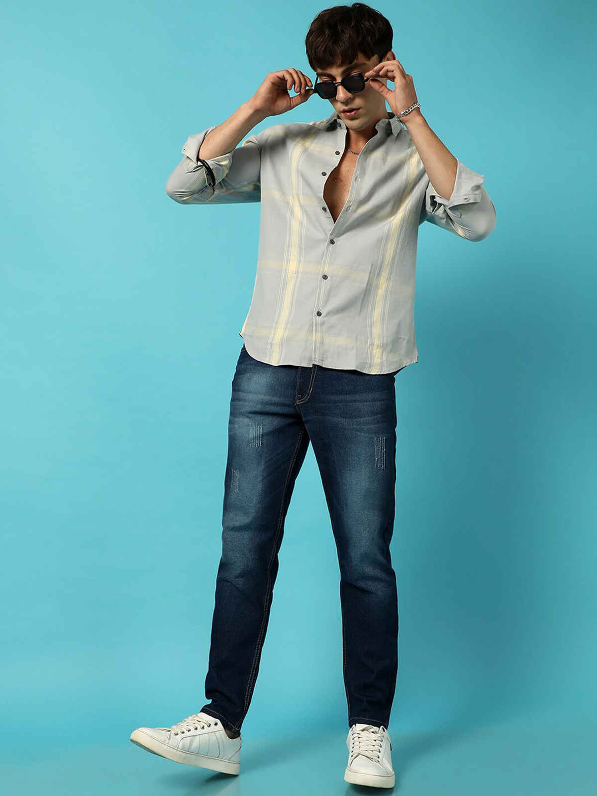 Campus Sutra Men's Tartan Plaid Shirt | Green - L