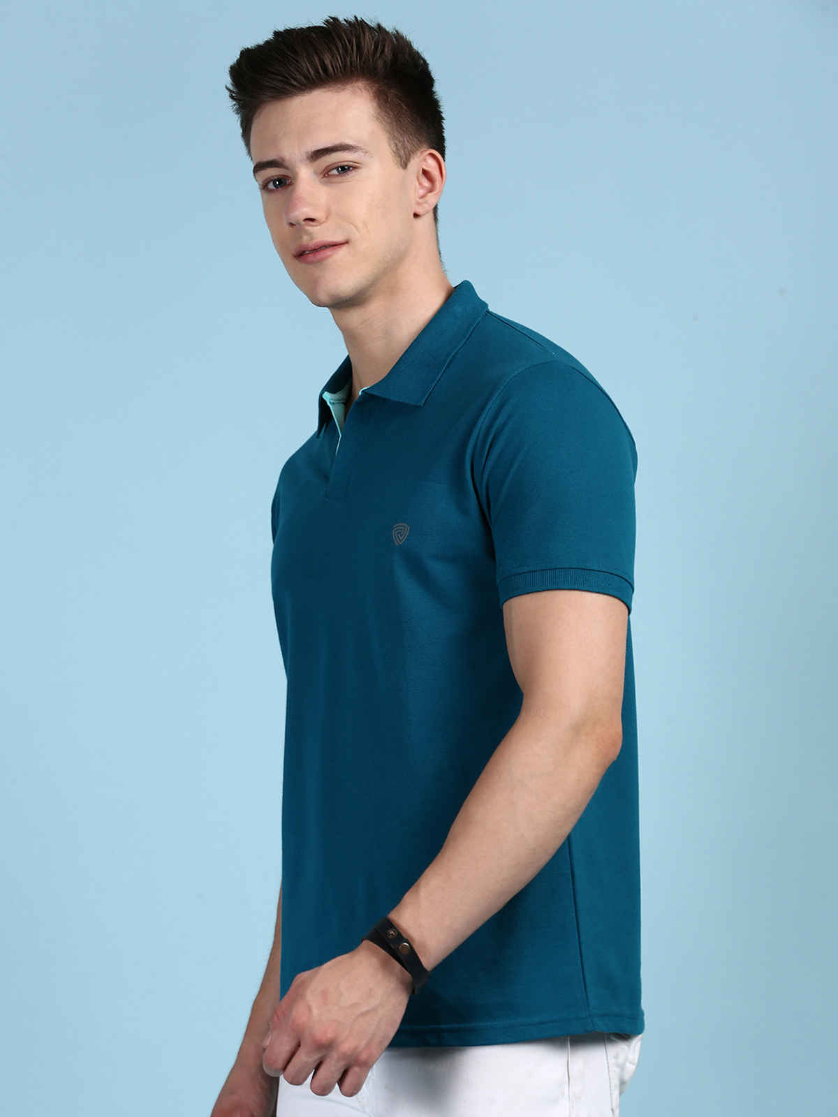Lux Cozi Men's Solid Cotton Polo T-shirt | Emerald - S