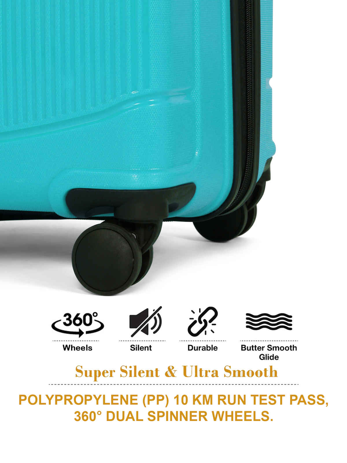 Teakwood Textured PP 32.2 L Retractable Hard Luggage | Astra Cyan - 55 cm