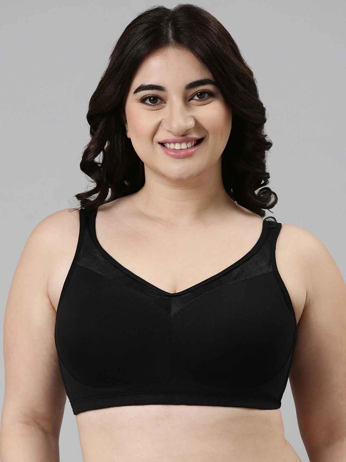 Enamor Women's A112 Super Lift Classic Full Support Cotton Bra|Non Padded|Wirefree | Black-36B
