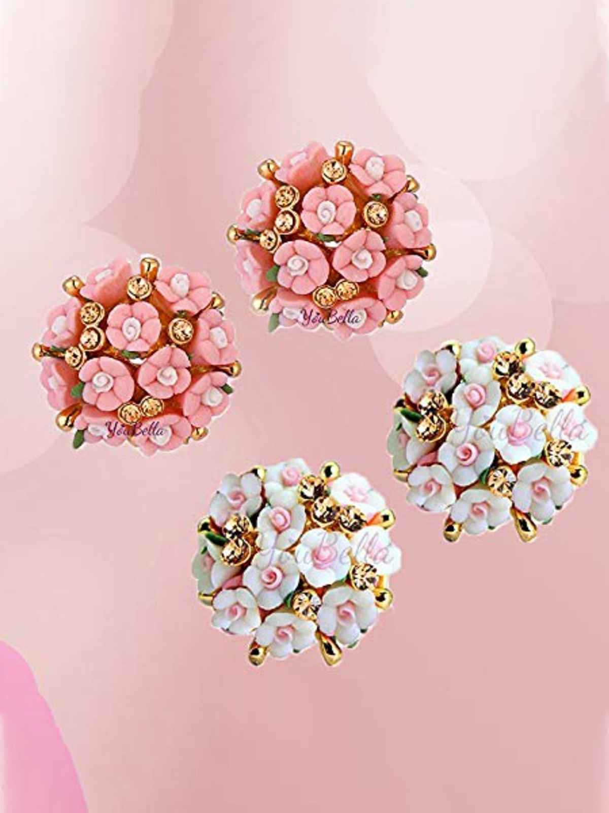 Youbella Gold Plated Flower Shape Resin Earrings For Women And Girls (Combo - 1)(Ybear - 32176)