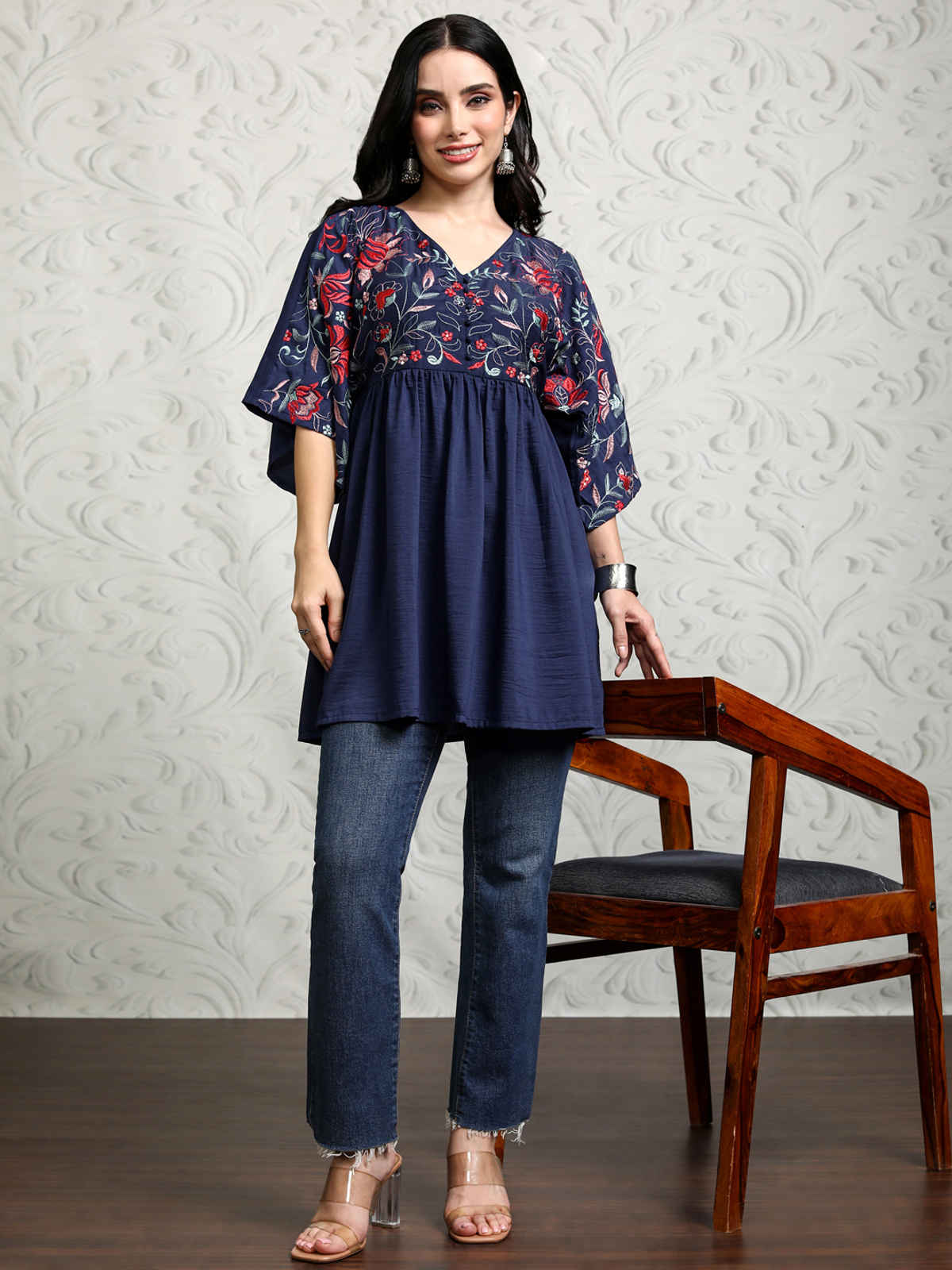 Vishdhd Buy VISHUDH Women Printed Tunics | Navy Blue Online - Price @ ₹474 ...