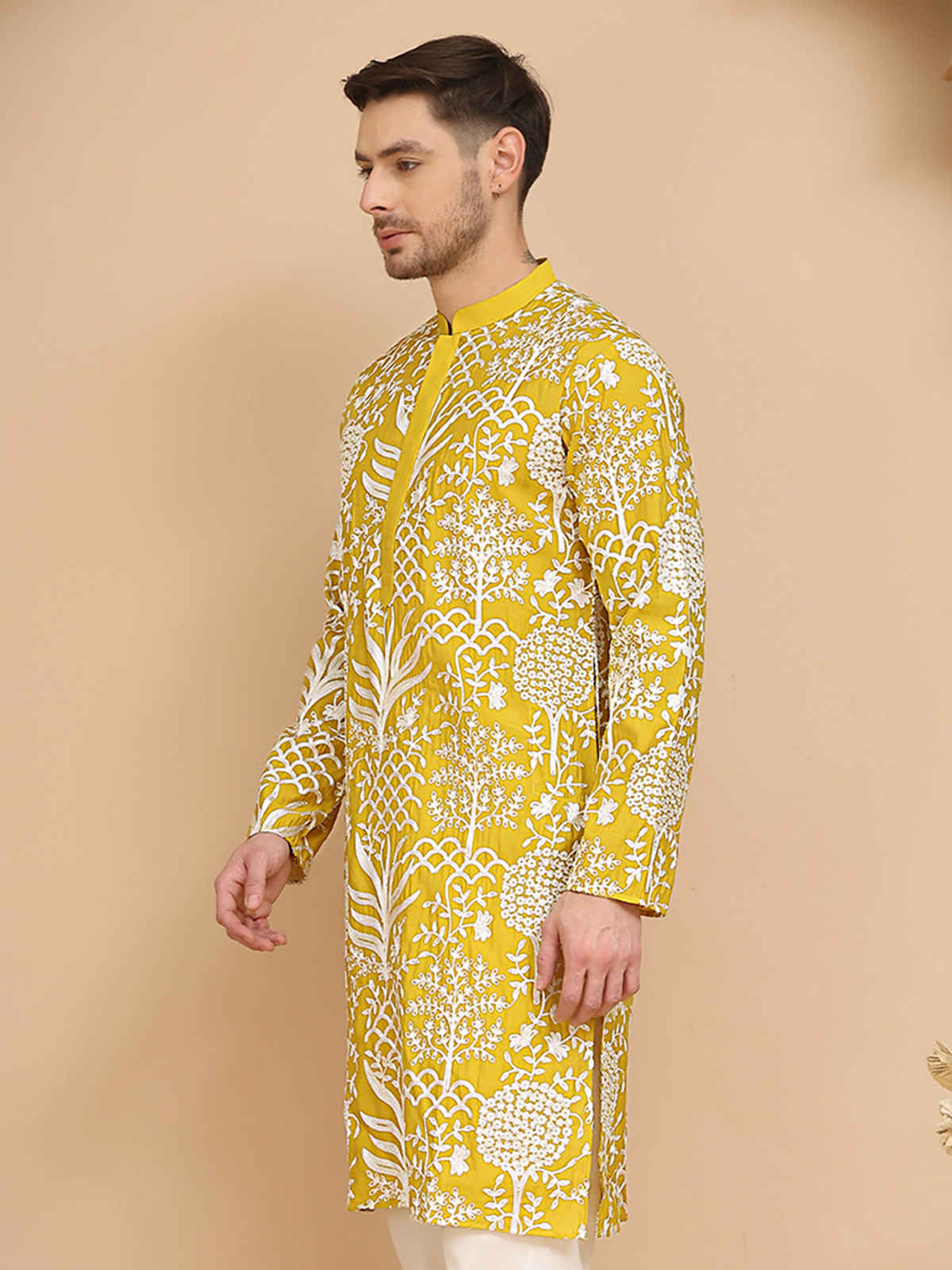 Jompers Men's Kurta | Yellow - S