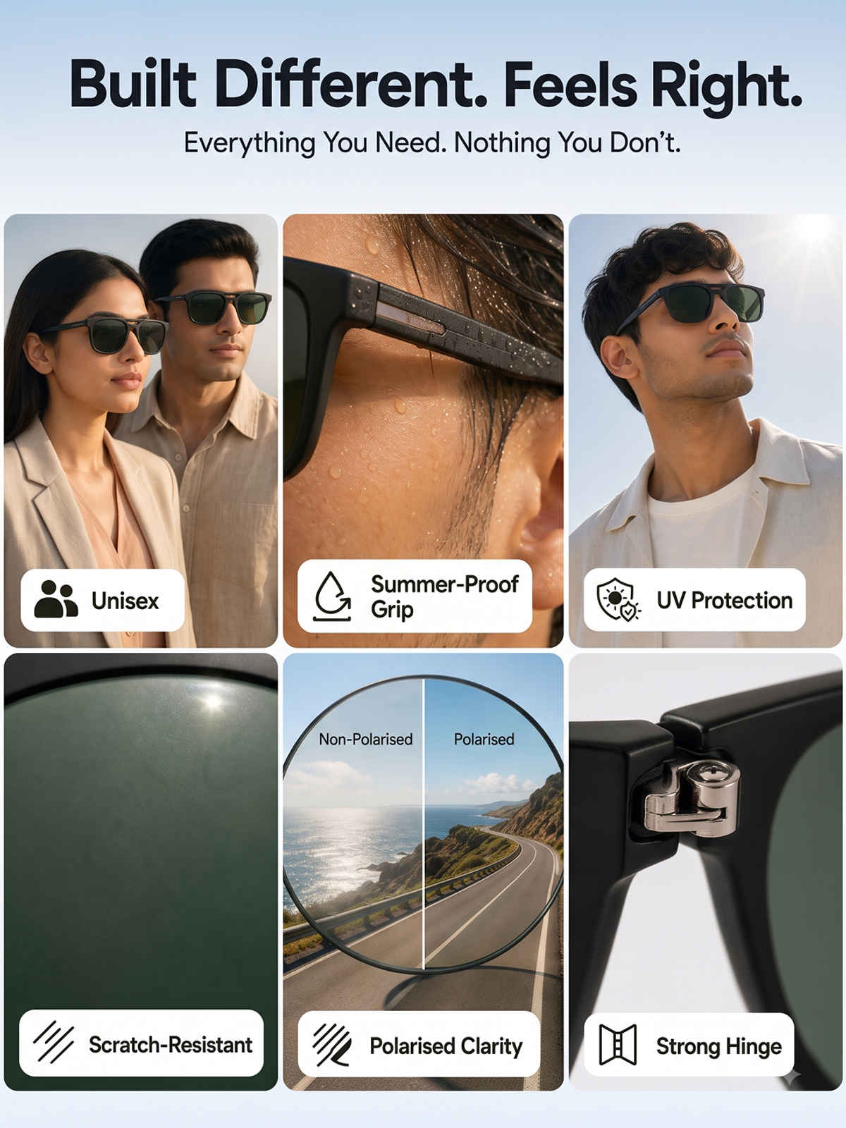 Vincent Chase By Lenskart Unisex Polycarbonate Wayfarer Sunglasses | Black - L