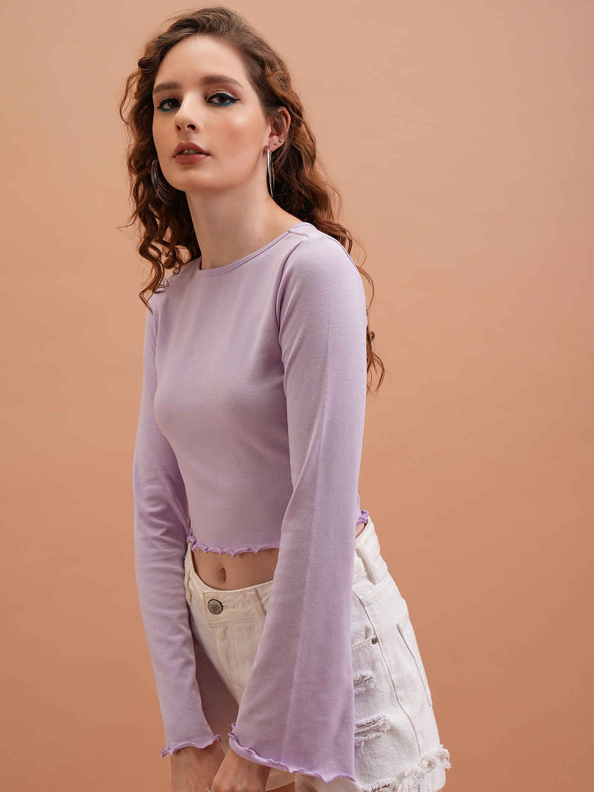 Tokyo Talkies Women's Knitted Crop Top | Lavender - S