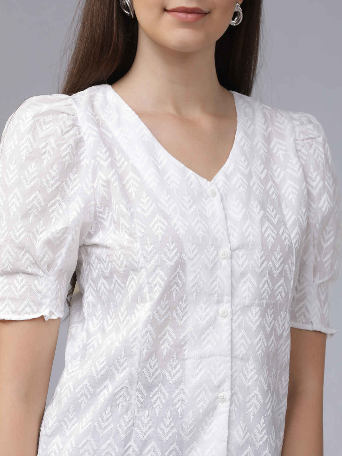 Tokyo Talkies Women's Embroidered Top | Off White - S
