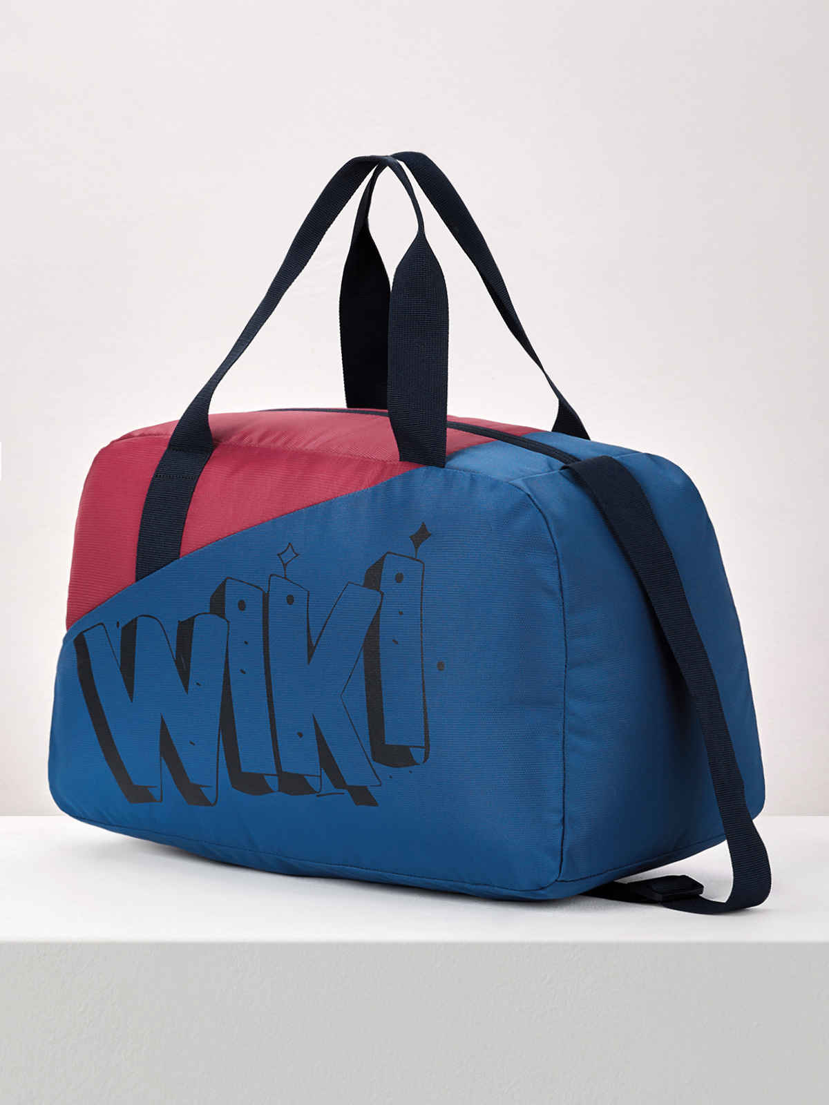 Wildcraft Unisex Color Block Polyester Duffel Bag | Blue and Red - 22 cm