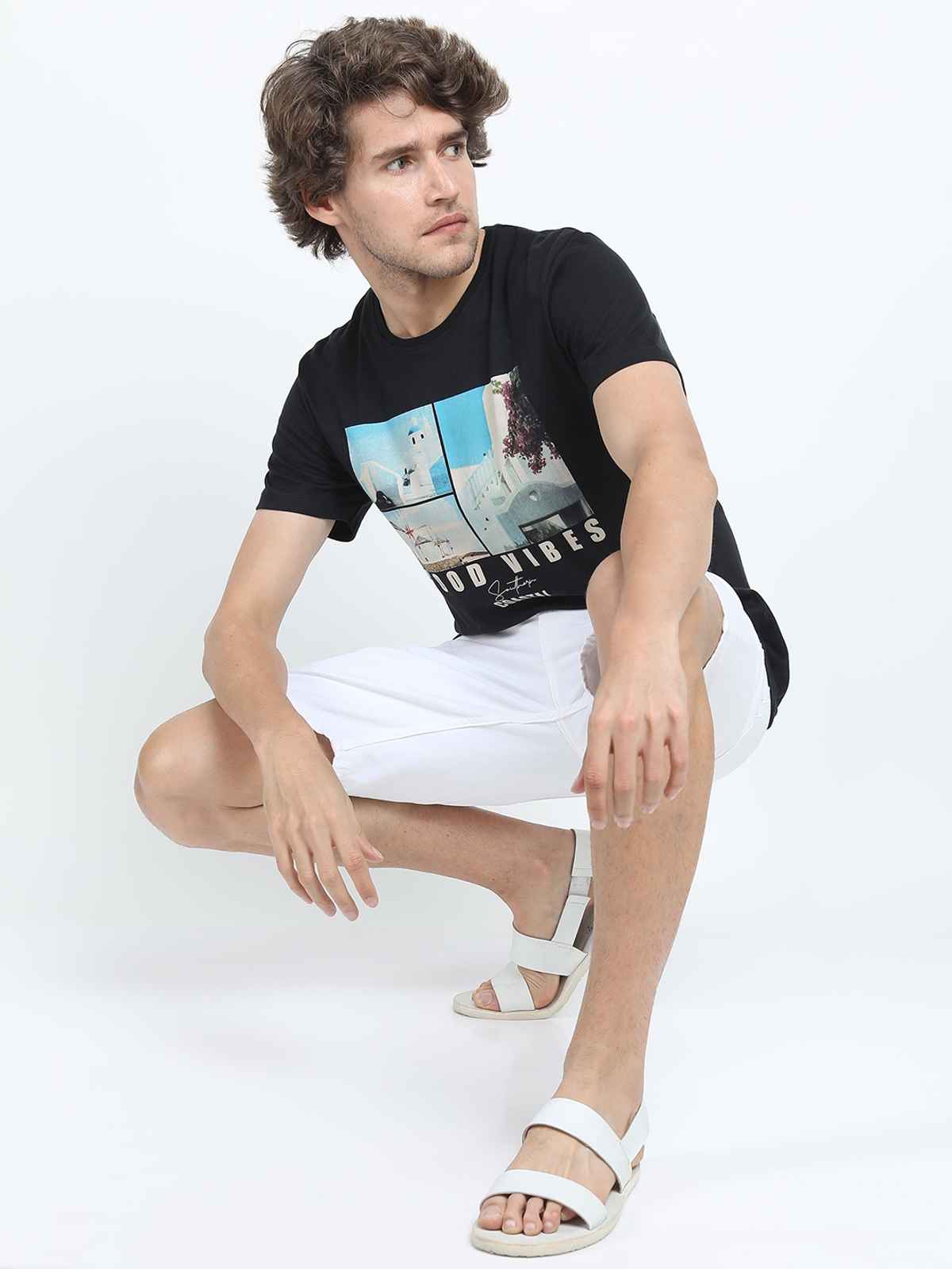 Highlander Men's Typography Printed Slim Fit T-shirt | Black | M