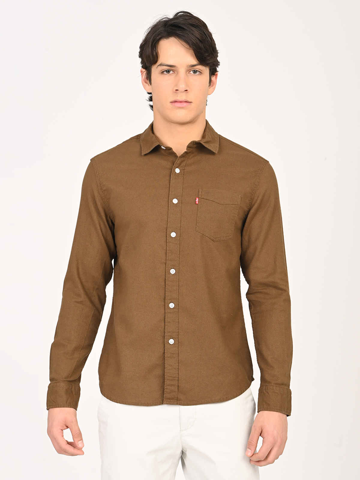 Levi's Men's Solid Slim Fit Shirt | Olive Green | S