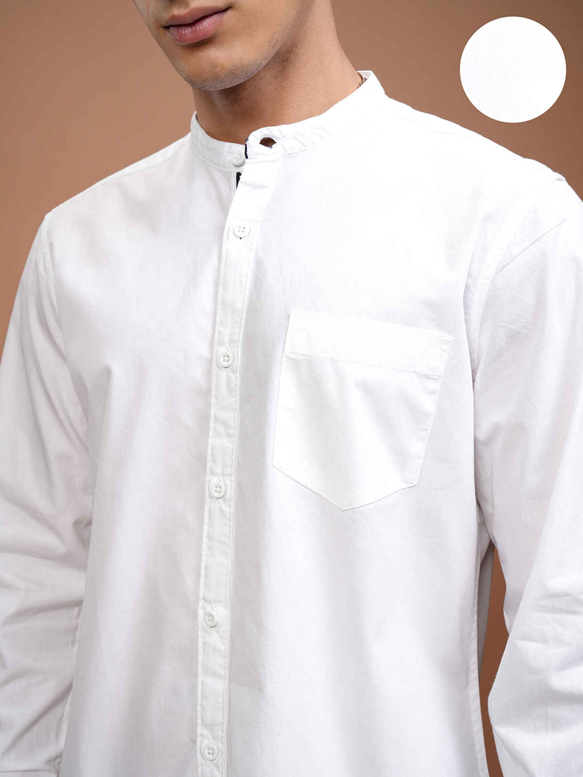 Highlander Men Solid Slim Fit Casual Shirt | White | M