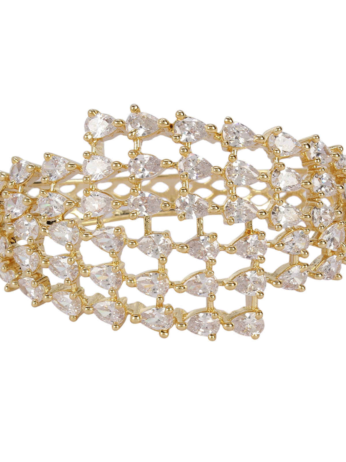 Priyaasi Gold-Plated American Diamond Studded Kada Bracelet