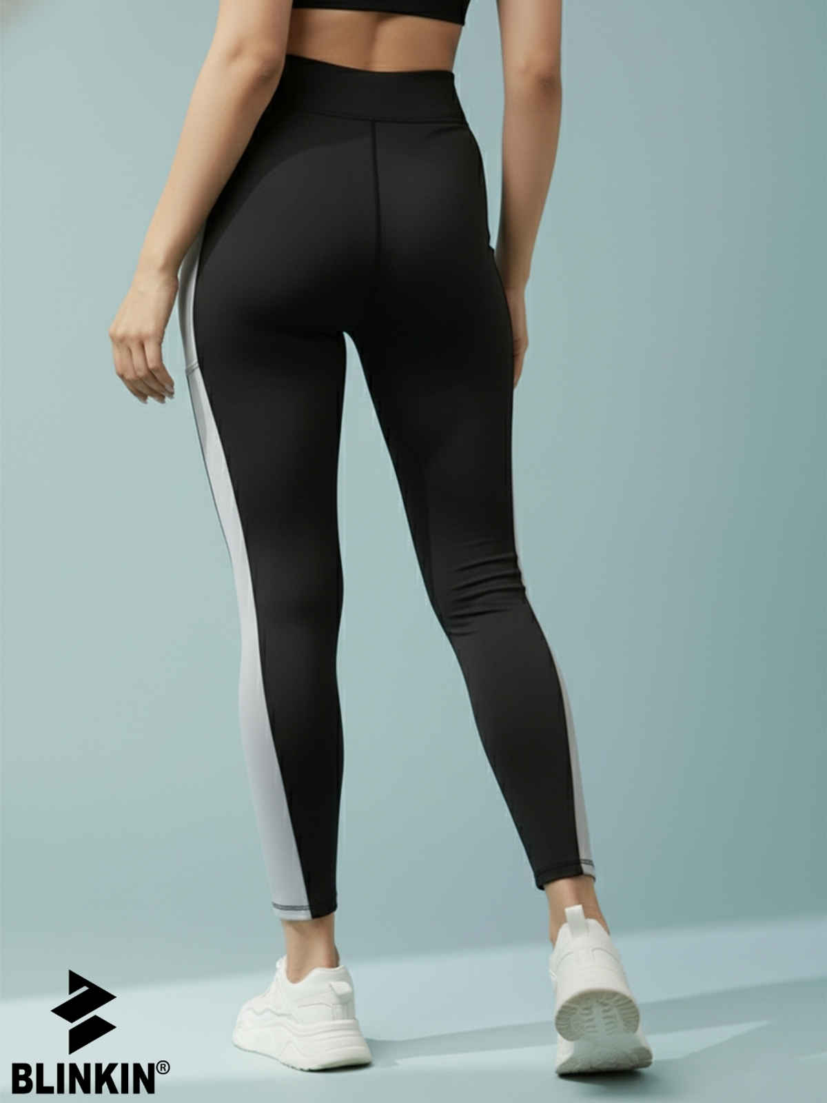 Blinkin Women's Gym Pants & Tights - Black | Grey | With Side Pockets | Ideal For Yoga | L