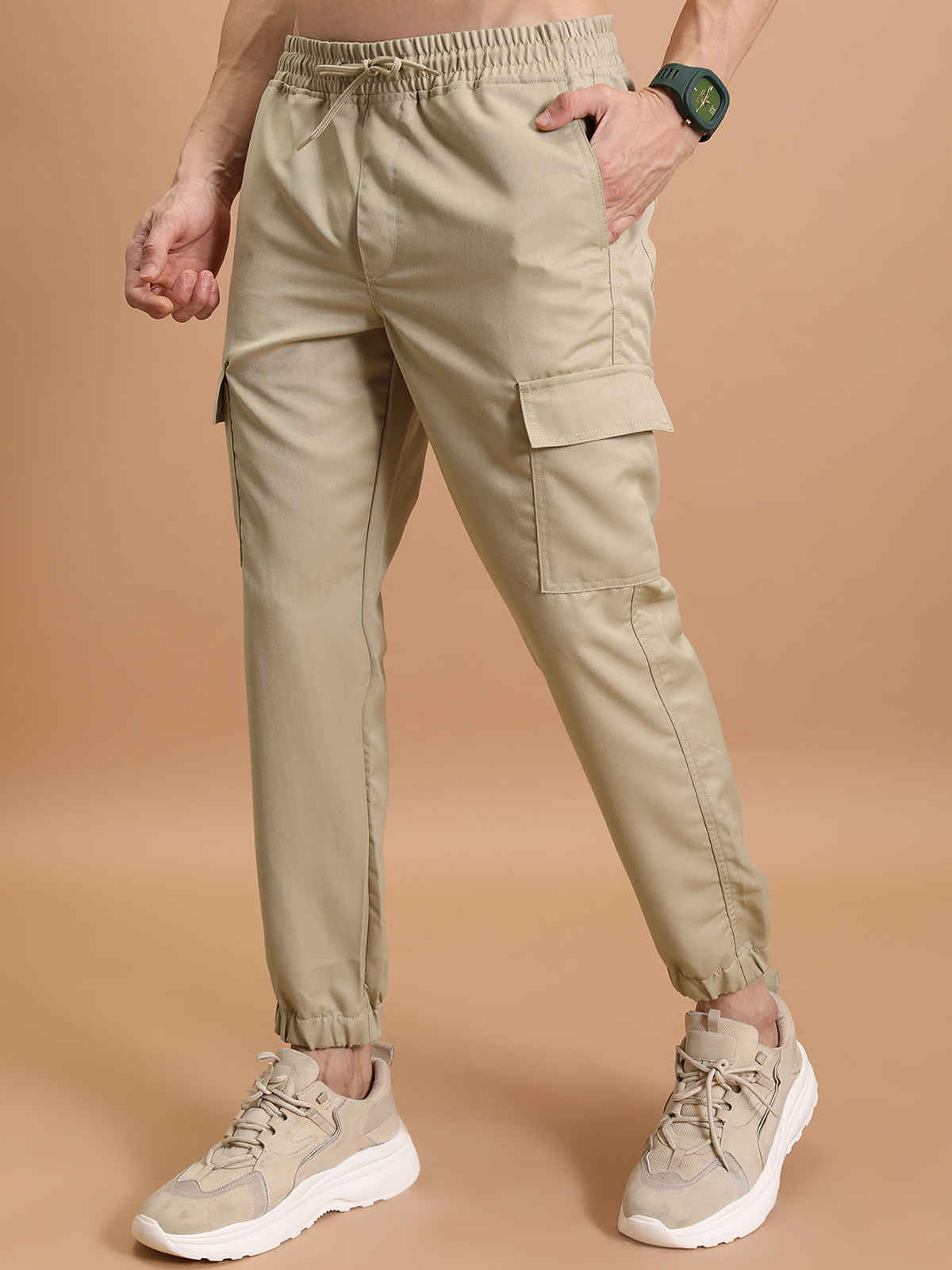 Highlander Men's Casual Cargo Jogger Trouser | Khaki - 34