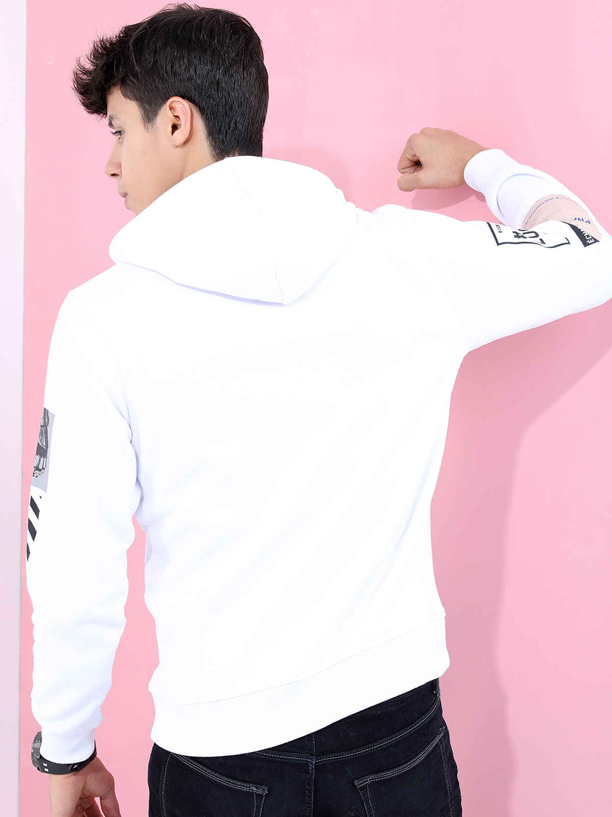 HIGHLANDER Men's Printed Hooded Sweatshirt | White - S