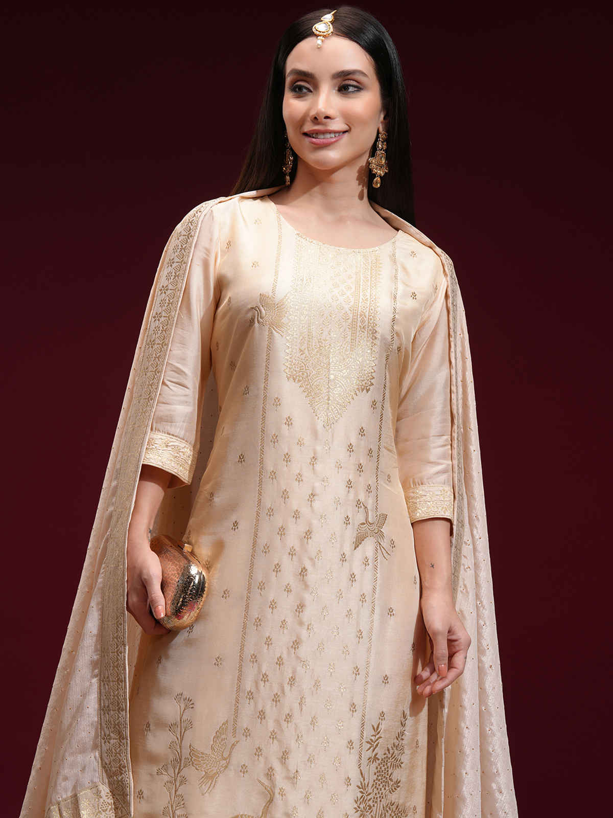 Vishudh Women's Kurta Sets | Beige - M