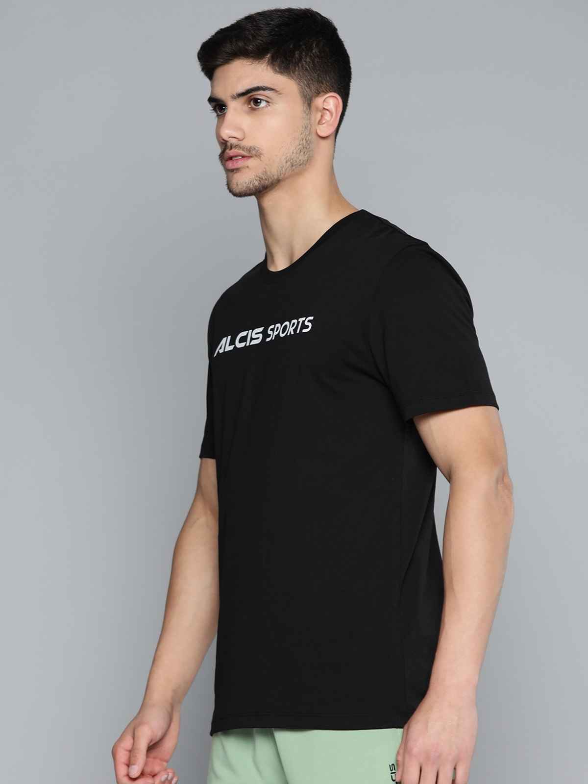 Alcis Men's Round Neck T-shirt | Black - L