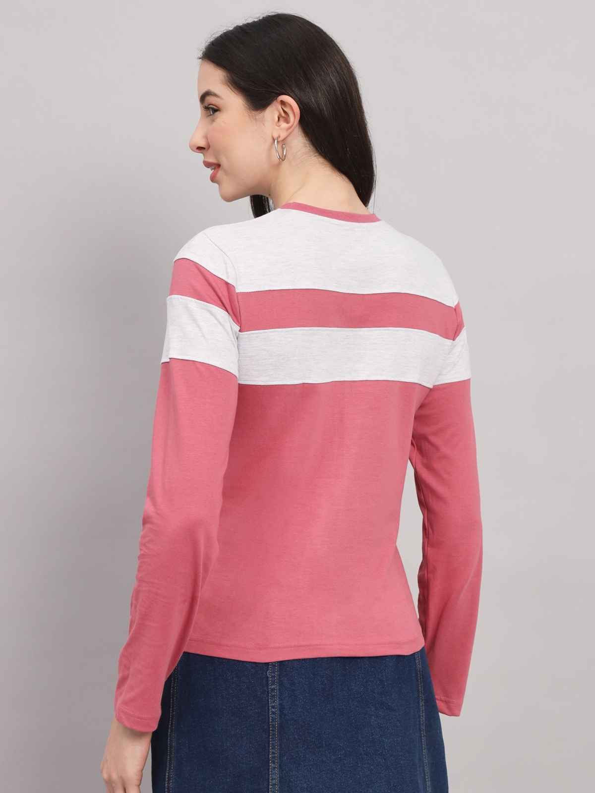 The Dry State Women's Rosebud & White Melange T-shirts WTSH | 1612B | XL