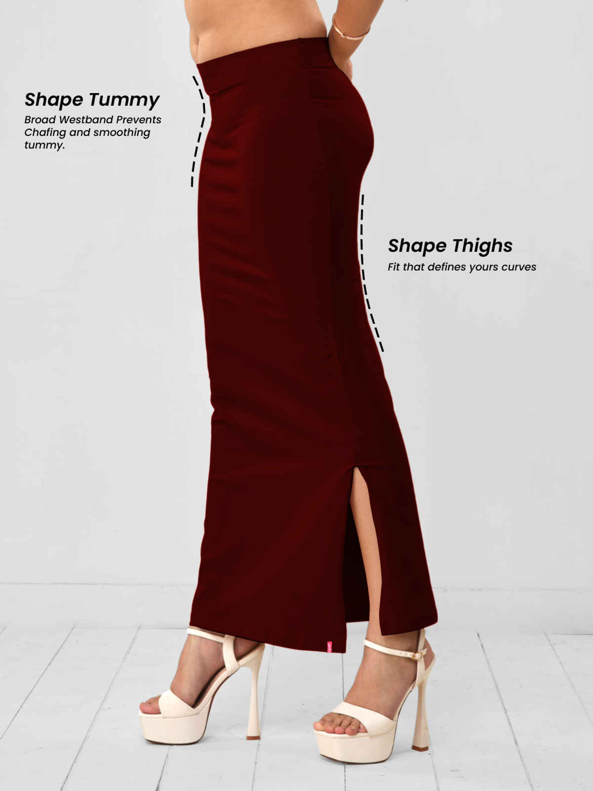 Lyra Women's Saree Shaper | Maroon - Free Size