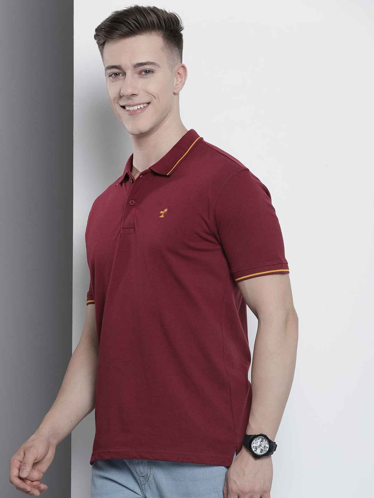 The Indian Garage Co Men's Regular Fit Printed Casual T-Shirt | Red - L