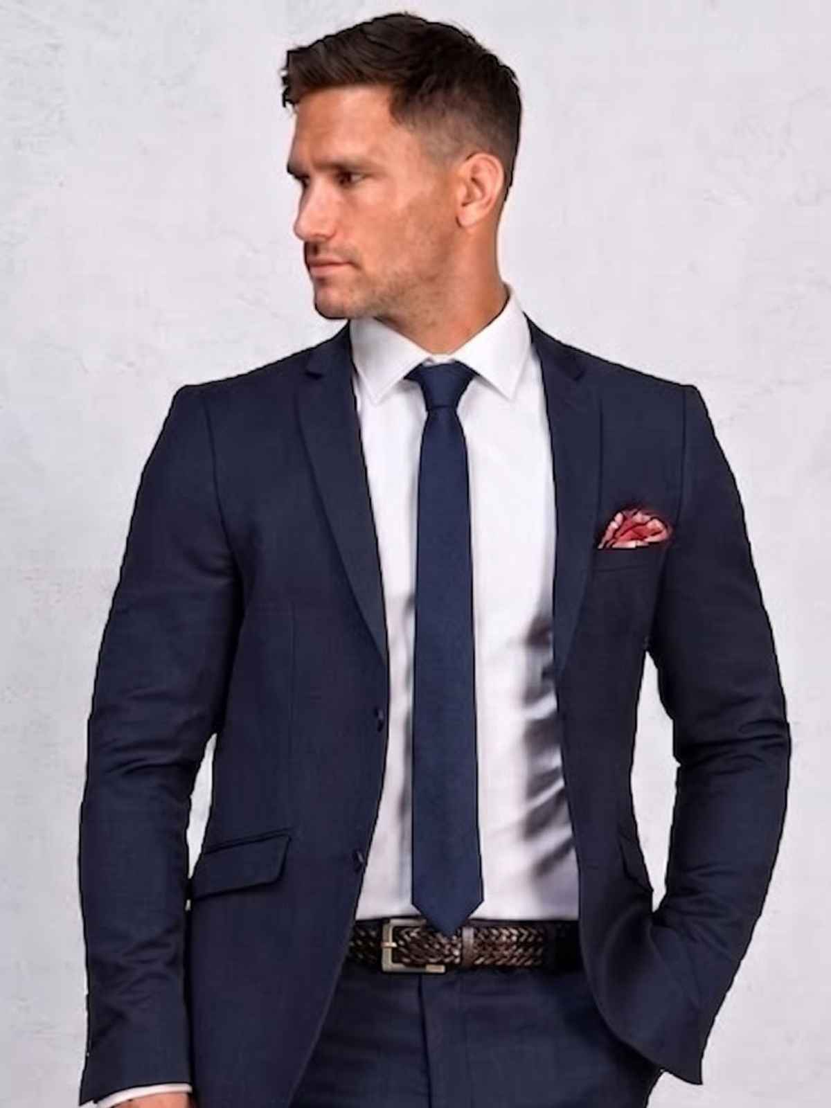 Calvadoss Men's Solid Broad Tie | Navy Blue