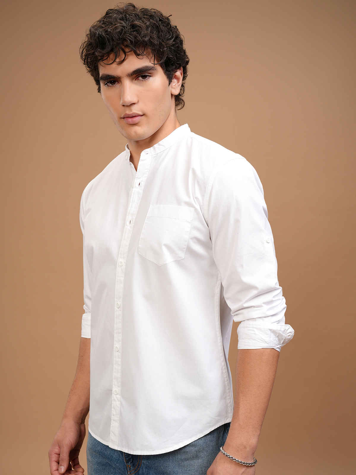 Highlander Men Slim Fit Casual Shirt | White | M