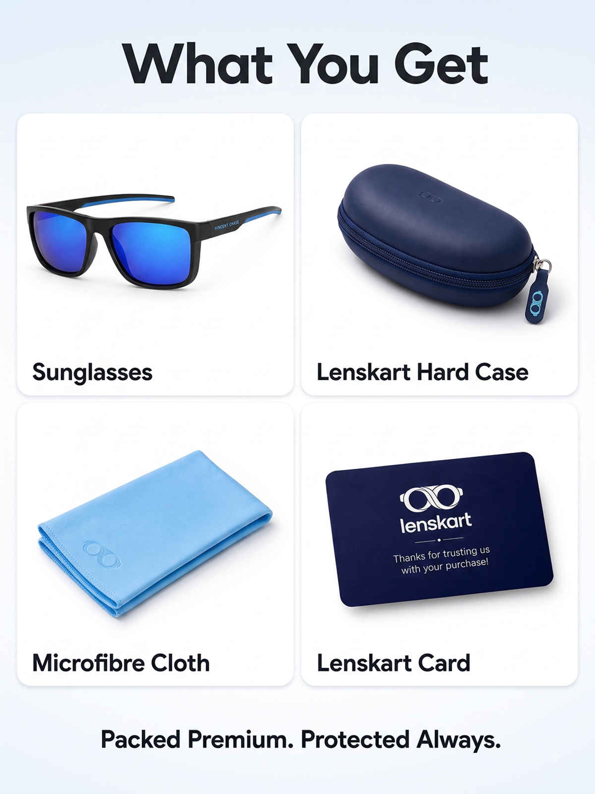 Vincent Chase By Lenskart Unisex Solid Metal Sunglasses | Blue and Black - L