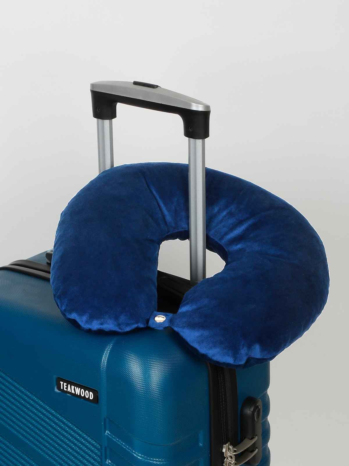 Teakwood Unisex Solid Polycotton Neck Pillow | Blue - Free Size