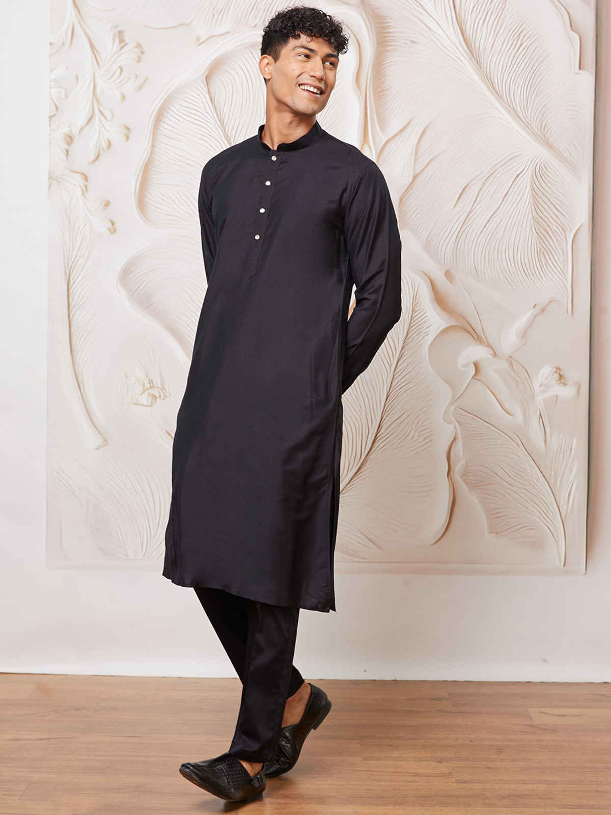 Vastramay Men's Viscose Kurta | Black | L
