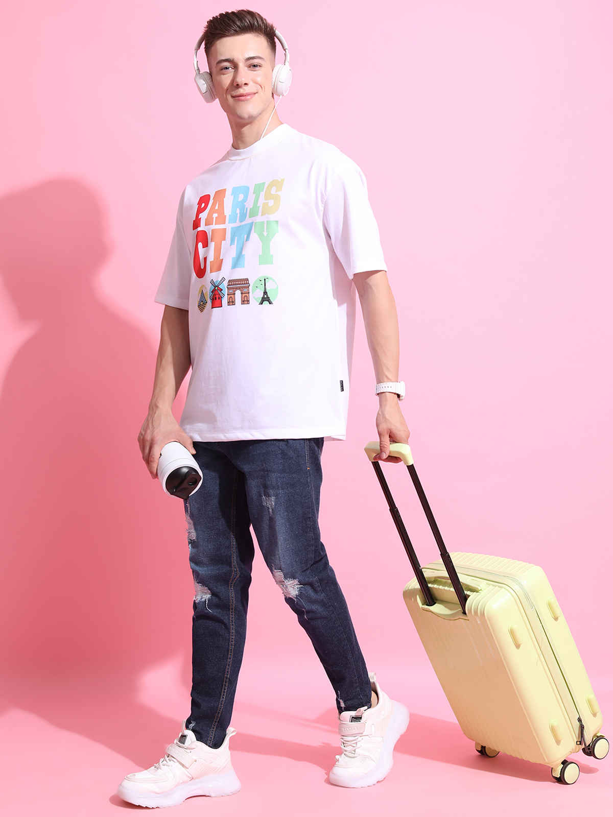 Highlander Men's Mid-Rise Super Skinny Fit Mildly Distressed Stretchable Cropped Jeans | Blue - 32