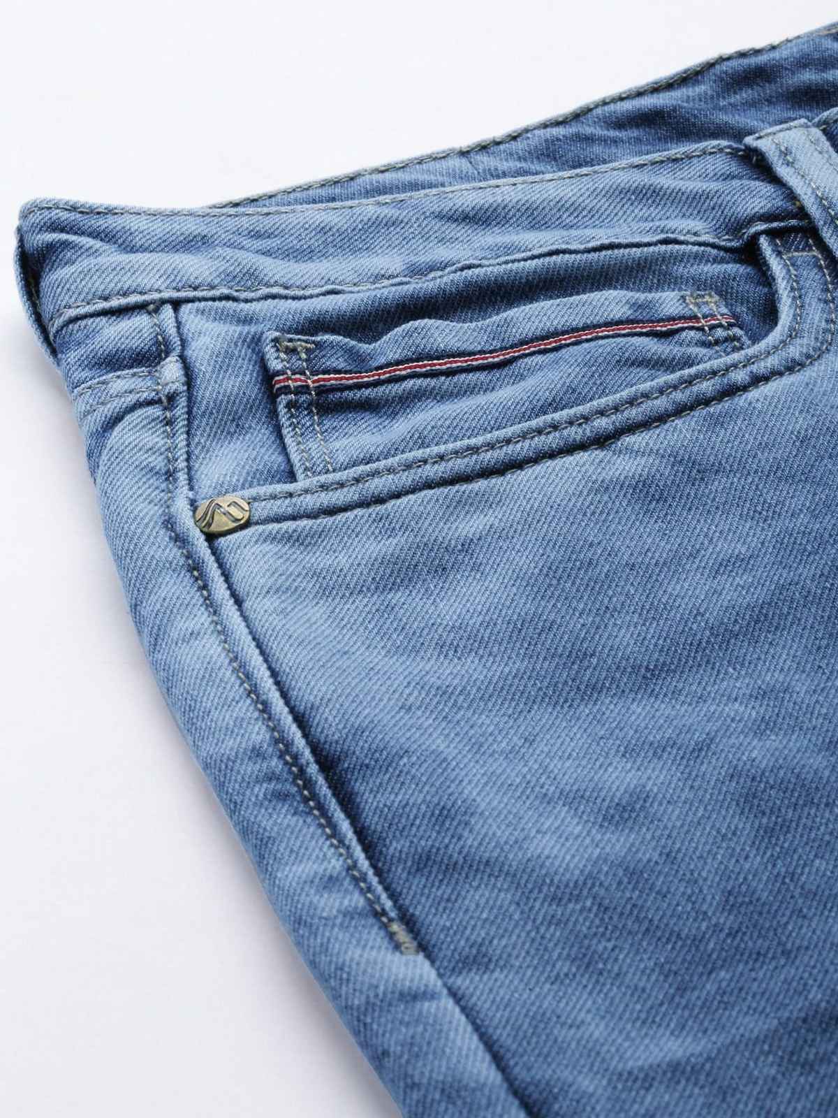 The Indian Garage Co Men's G-131 Dad Fit Solid Casual Jeans | Light Blue | 32