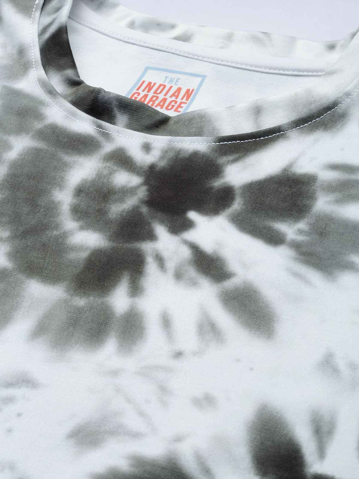 The Indian Garage Co Men | Regular Fit Tie N Dye Casual Crew Neck Sweatshirt & Jogger | Dark Grey|XL
