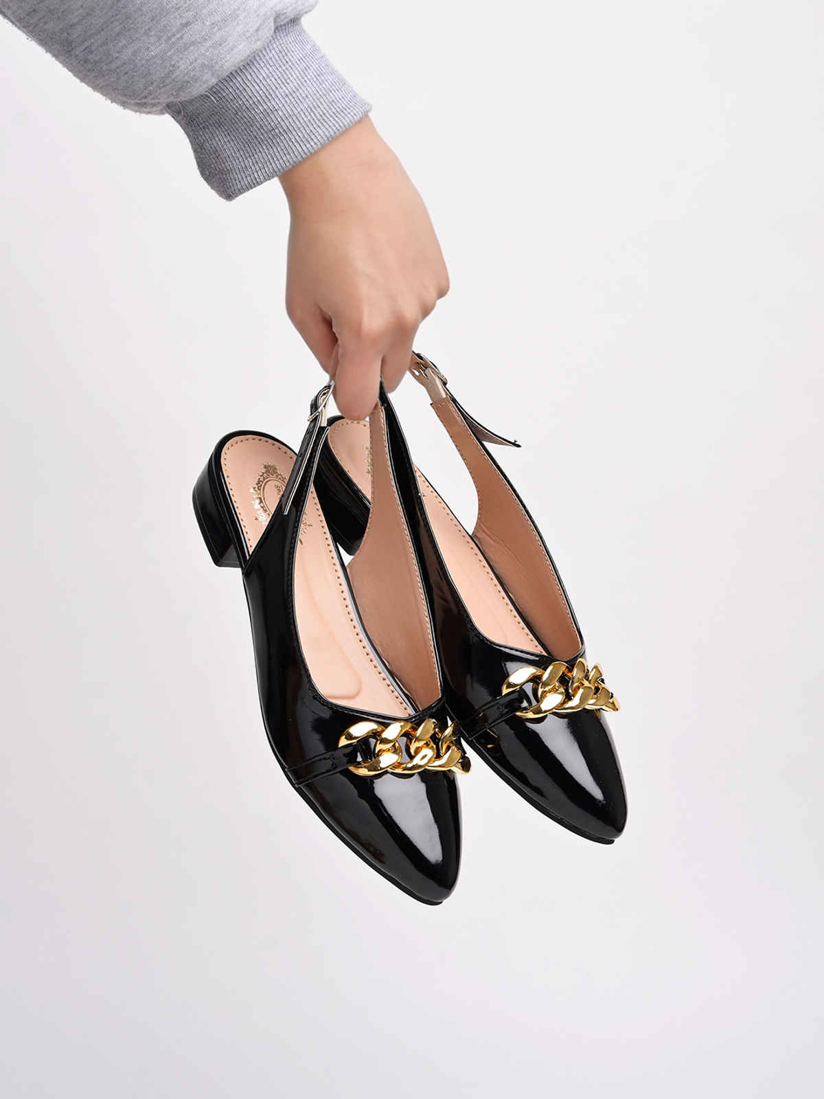 Shoetopia Women's Pointed Toe Flat Belly Sandals | Black - UK 4