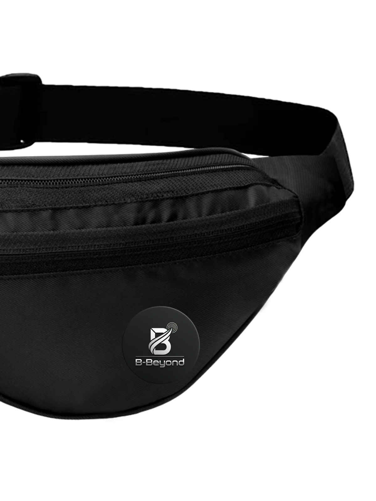 B BEYOND Unisex Waist Pouch Bag Logo Printed | Black