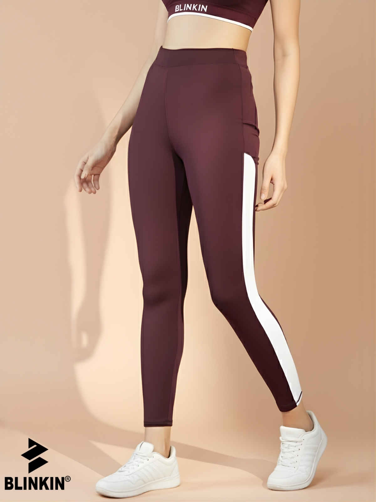 Blinkin Women's Gym Pants & Tights - Maroon | Squat Proof | Active Wear | Yoga Pants | L
